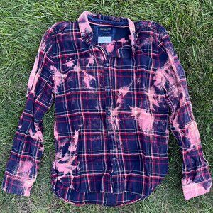 Adult Medium Random Bleach Dye Flannel Shirt